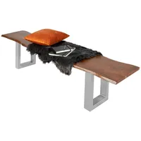 Loreno® SAM Sitzbank, Braun, Holz, Echtholz,Akazie, Rechteckig,Rechteckig, U-Form, 180x47x42