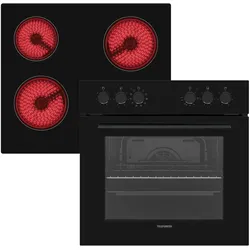 Telefunken ECH65A-B2 Einbauherd-Set | Elektro-Herd-Kochfeld-Kombi | Backofen mit Grill & Umluft | Glaskeramik-Kochfeld