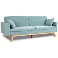 Don Descanso, Reine 3-Sitzer-Schlafsofa, Stoffpolsterung, Farbe Grün, Buch- oder Clic-Clac-Öffnungssystem, Sofagröße: 201 x 73 x 79 cm, Bettgröße: 201 x 99 x 42 cm, inklusive 2 Kissen