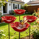 2026 Neue Blumen Gartenstecker Bienentränke Metall, Bienen-Vogeltränke,insektentränke Garten,Blumenform Fütterungsschale, Outdoor-Vogelfutterstation, Garten, Hof, Terrasse (4 pcs)
