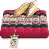 livasia Sitzkissen klein - 35x35x6cm - Bodenkissen Indoor/Outdoor, Meditationskissen Yogakissen, Stuhlauflage Palettenmöbel, Steppkissen Auflage Stuhl Bank handgefertigt (Rot/Schwarz)