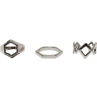 URBAN CLASSICS Graphic Ring 3-Pack, Silver, S/M