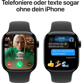 Apple Watch Series 10 GPS + Cellular 46 mm Titangehäuse natur Sportarmband steingrau M/L