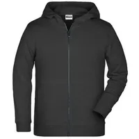 Children's Zip Hoody Sweat-Jacke mit Kapuze und Reißverschluss schwarz, Gr. S