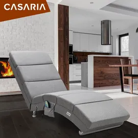 CASARIA Relaxliege London Grau mit Massage & Heizfunktion