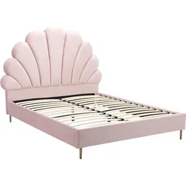 vente-unique Bett mit Kopfteil in Muschelform - 160 x 200 cm - Samt- Rosa - livaya