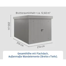 EcoStar Gerätehaus Euroline Trend 2,14 x 3,10 m Grau