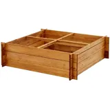 NATIV Pflanzkasten aus Holz, Kräuterbeet mit 4 Pflanzzonen, Hochbeet 100 x 100 x 30 cm (L x B x H)