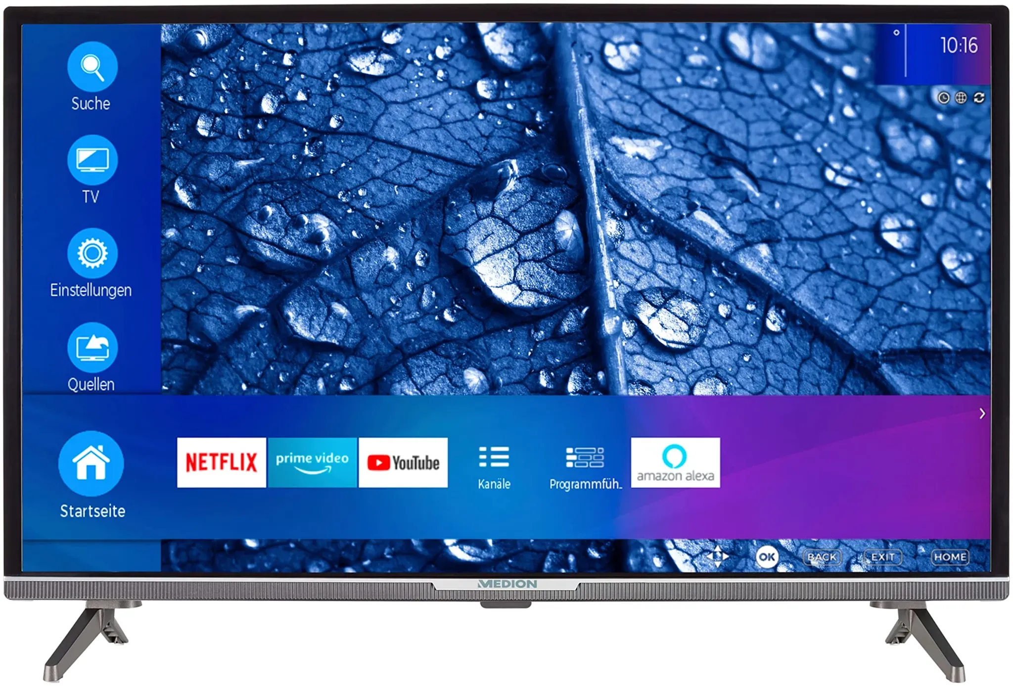 MEDION P13207 (MD 30018) 80 cm (32 Zoll) Full HD Fernseher (Smart-TV, HDR, Netflix, Prime Video, PVR, Bluetooth, Triple Tuner Receiver)
