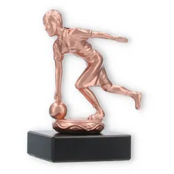 Pokal Metallfigur Kegeln Damen bronze auf schwarzem Marmorsockel 11,6cm