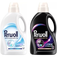 PERWOLL Flüssig-Set 2x 27 Waschladungen (54WL) Black & White, Feinwaschmittel-Set reinigt sanft und erneuert dunkle Farben/Weiß und Fasern, mit Dreifach-Renew-Technologie