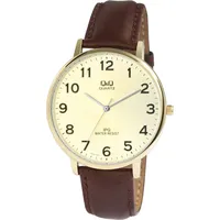 Q&Q Herren-Uhr Kunstleder Dornschließe rund Analog Quarz QZ00J103Y