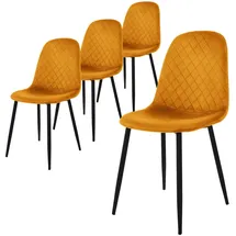 ML-Design 4er Set, Senfgelb, Küchenstuhl mit Samtbezug,