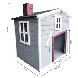 dehner lieblinge Hundehütte Hector, ca. B96,5/H103/T79 cm, Grau, Dunkelrot, Weiß