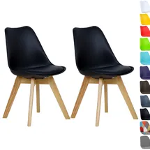 Woltu 2er Set, Esszimmerstühle Esszimmerstuhl Design, Sitzfläche aus Kunstleder, Polsterstuhl Lehnstuhl,Massivholz Beine, Schwarz BH29sz-2