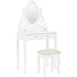 Beliani Schminktisch mit ovalem Spiegel 4 Schubladen AMOUR in Weiß/Beige | Gr.: onesize