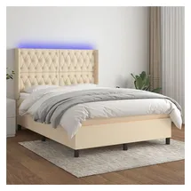 vidaXL Boxspringbett 140 x 200 cm Creme