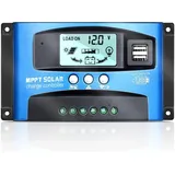 60A MPPT SolarLaderegler, Solar Ladegerät Controller mit LCD Display Dual USB mehrere Laststeuerungsmodi, MPPT technischer maximaler Ladestrom