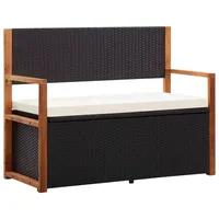 Furnicato Bank mit Stauraum 115 cm Poly Rattan Massivholz