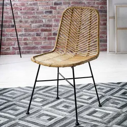 2 Stühle aus Rattan Metallgestell (2er Set)