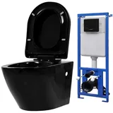 vidaXL Hänge-Toilette mit Unterputzspülkasten Keramik Schwarz