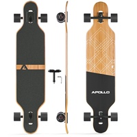Apollo Longboard, Komplettboard mit Deck aus Bambus & Fiberglas, High-End Board mit ABEC 9 Kugellager, Flex 2 Longboards für Jugendliche und Erwachsene, Profi-Cruiser