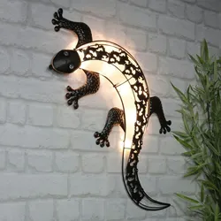 Haushalt International Solar Windlicht Gecko Beleuchtung Wanddeko Solarlampe Wandleuchte