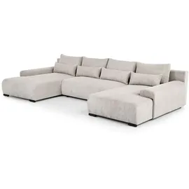 beautysofa Ecksofa BENNY Polyester U-Form 3-Sitzer Beige