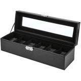 Uhrenbox Uhrenkasten mit Glasdeckel Uhrenkissen Watchbox mit 6 Gitter