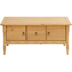Couchtisch OTTO HOME "Indra", beige (natur), B:100cm H:45cm T:60cm, Tische, Couchtisch, aus massiver Kiefer, FSC, mit Stauraum, dezentes Ornament