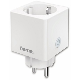 Hama WLAN-Steckdose WLAN Steckdose Mini Verbrauchsmesser o.Hub App-Sprachsteuerung 3680W, mit erhöhtem Berührungsschutz, Verbrauchsmesser, weiß