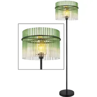 GLOBO Stehleuchte Deckenfluter Wohnzimmerlampe grün schwarz Glasstäbe, Metall, 1x