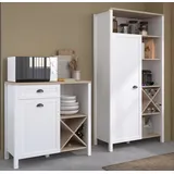 Parisot Küchenbuffet Cottage 1 95 x 185 x 43 cm Weiß/Eiche