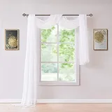Yaland Deko Einfarbige Gardinen Querbehang Freihanddeko aus transparentem Voile Dekoschals Vorhang für Schlafzimmer Hochzeit Himmelbett Wohnzimmer Hochzeit Weiß Länge 400cm 1 Stück