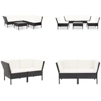 vidaXL 6 tlg. Garten Lounge Set mit Auflagen Poly Rattan Schwarz - Garten-Lounge-Set - Garten-Lounge-Sets - Gartensofa - Gartensofas - Schwarz