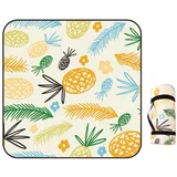 Treer Picknickdecke Wasserdicht isoliert Campingdecke Stranddecke Maschinenwaschbar Faltbar Klein Groß Picknickmatte, für Outdoor Strand Camping Wandern Ausflüge (100x150 cm,Ananas)