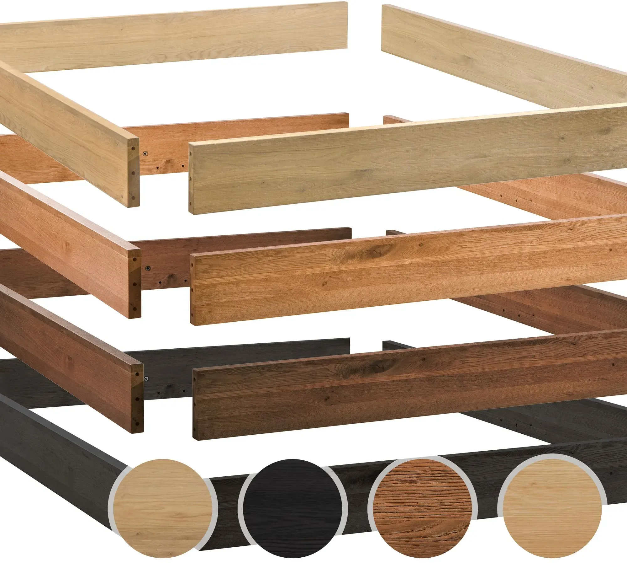 Hasena Oak-Line Massivholz Bettrahmen Modul 18 140x190 cm / Eiche graphit, gebürstet, geölt