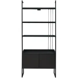 [en.casa] Leiterregal Storfjord mit Schrank 184x80x40 cm Schwarz