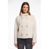 RINO & PELLE "BETH", Damen, Gr. L (40), stone check, Bouclé, Obermaterial: 49% Polyamid, 27% Polyester, 24% Viskose, regular fit taillenbedeckt, Jacken Kurzjacke, mit Stehkragen