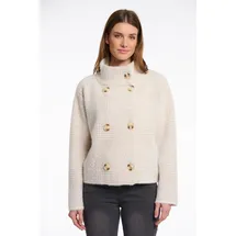 RINO & PELLE "BETH", Damen, Gr. L (40), stone check, Bouclé, Obermaterial: 49% Polyamid, 27% Polyester, 24% Viskose, regular fit taillenbedeckt, Jacken Kurzjacke, mit Stehkragen