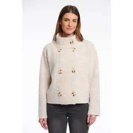 RINO & PELLE "BETH", Damen, Gr. L (40), stone check, Bouclé, Obermaterial: 49% Polyamid, 27% Polyester, 24% Viskose, regular fit taillenbedeckt, Jacken Kurzjacke, mit Stehkragen