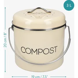 Navaris Komposteimer 3 l Creme