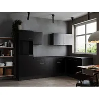 Respekta Winkelküche L-Form 280 cm Grau Schwarz