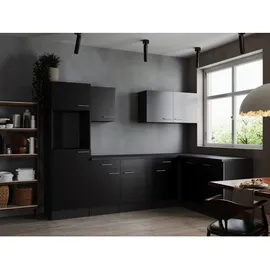 Respekta Winkelküche L-Form 280 cm Grau Schwarz