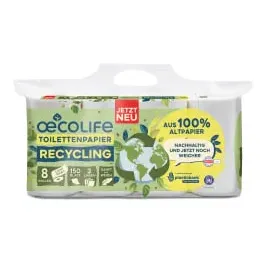 oecolife Toilettenpapier 3-lagig 8 Rollen