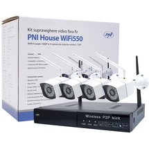 PNI Videoüberwachungskit PNI House WiFi550 NVR 8 Kanäle 1080P und 4 drahtlose Außenkameras 720P, P2P, IP66