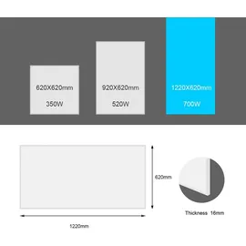 Wiltec Infrarotheizung 700 Watt, energieeffizienter Heizkörper, Wandmontage Elektroheizung, Heizpaneel, IR Heizung