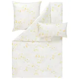 Estella Bettwäsche Mako Satin Svenja 155x220+Kissen 80x80 40x80 Floral gelb, Baumwolle, 3 teilig, mako satin bettwäsche 155x220 sale warm baumwolle bettwäsche 155x220 gelb