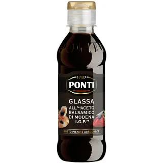 Ponti, Balsamic Vinegar of Modena I.G.P. Glaze, Ideal for All Recipes, Full and Sweet and Sour Taste with Moderate Acidity, 100% Made in Italy, 250 g set