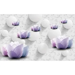 Fototapete PAPERMOON "Muster mit Blumen", bunt, B:3,00m L:2,23m, Vlies, Tapeten